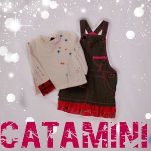 Catimini denim jumper and shirt set 2T